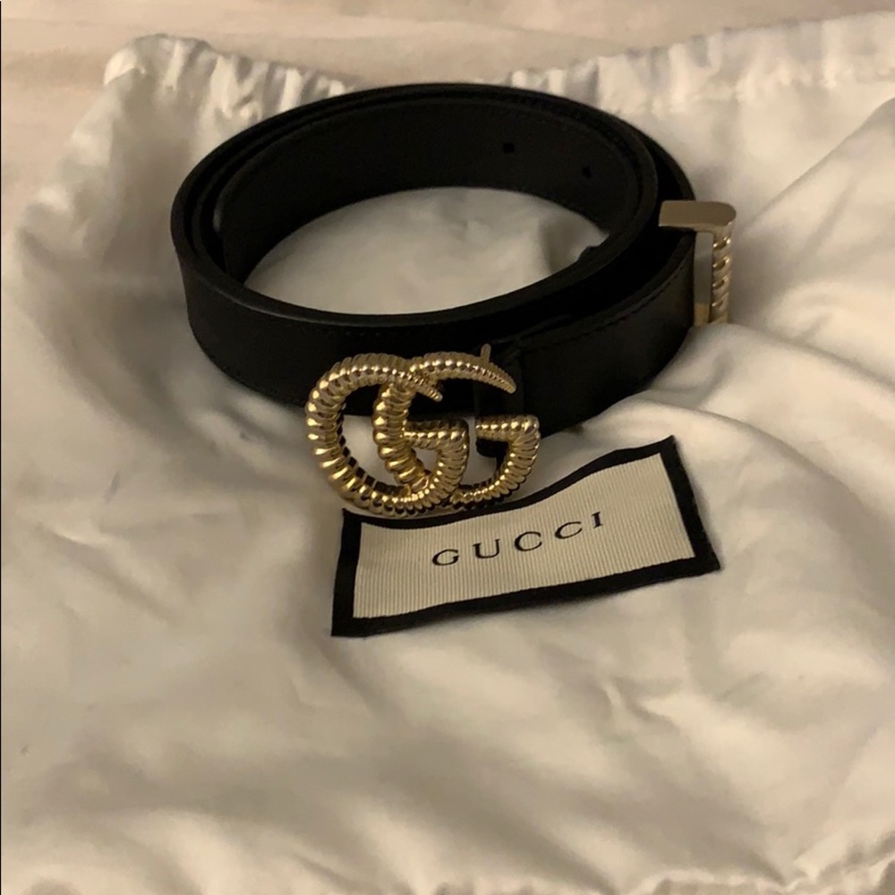 Gucci leather belt with torchon Double G buckle
